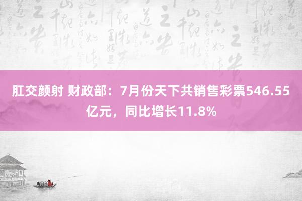 肛交颜射 财政部：7月份天下共销售彩票546.55亿元，同比增长11.8%