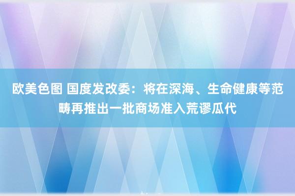 欧美色图 国度发改委：将在深海、生命健康等范畴再推出一批商场准入荒谬瓜代