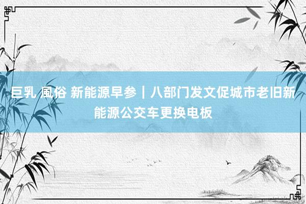 巨乳 風俗 新能源早参｜八部门发文促城市老旧新能源公交车更换电板