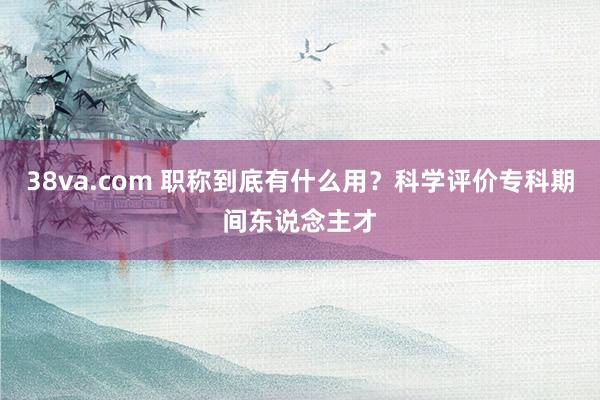 38va.com 职称到底有什么用？科学评价专科期间东说念主才