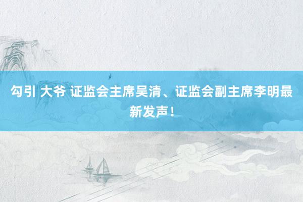 勾引 大爷 证监会主席吴清、证监会副主席李明最新发声！